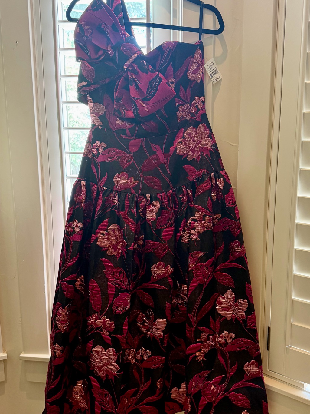 Shoshanna Black Dress With Fuchsia Floral Accents